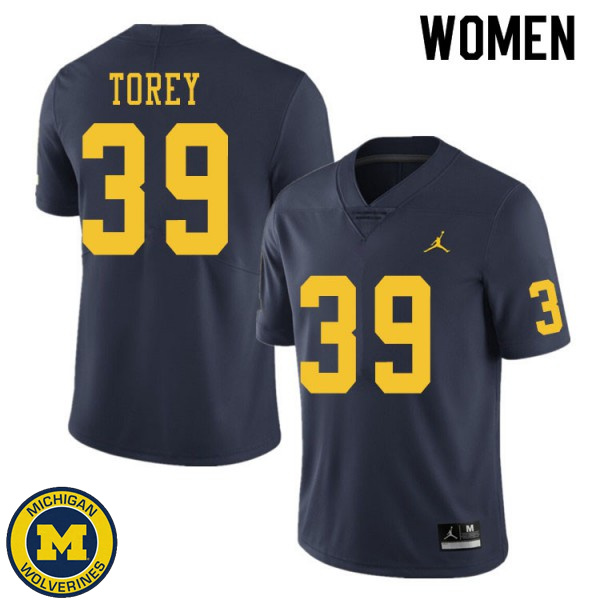 Womens Michigan Wolverines #39 Matt Torey Navy Alumni Jersey